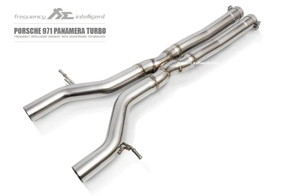 Fi Exhaust Front Pipe + Mid X-Pipe + Valvetronic Muffler + Quad Silver Tips (Retains Oem Valve Settings - No Remote) - Porsche 971 Panamera Turbo/ Gts 2017-2024 2