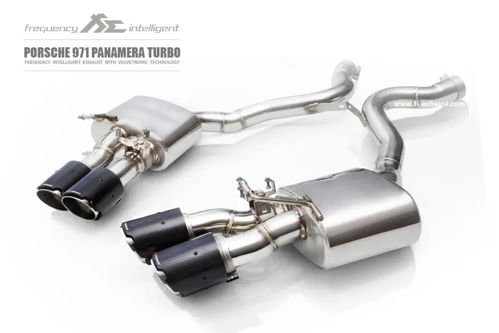 Fi Exhaust Front Pipe + Mid X-Pipe + Valvetronic Muffler + Quad Silver Tips (Retains Oem Valve Settings - No Remote) - Porsche 971 Panamera Turbo/ Gts 2017-2024 1