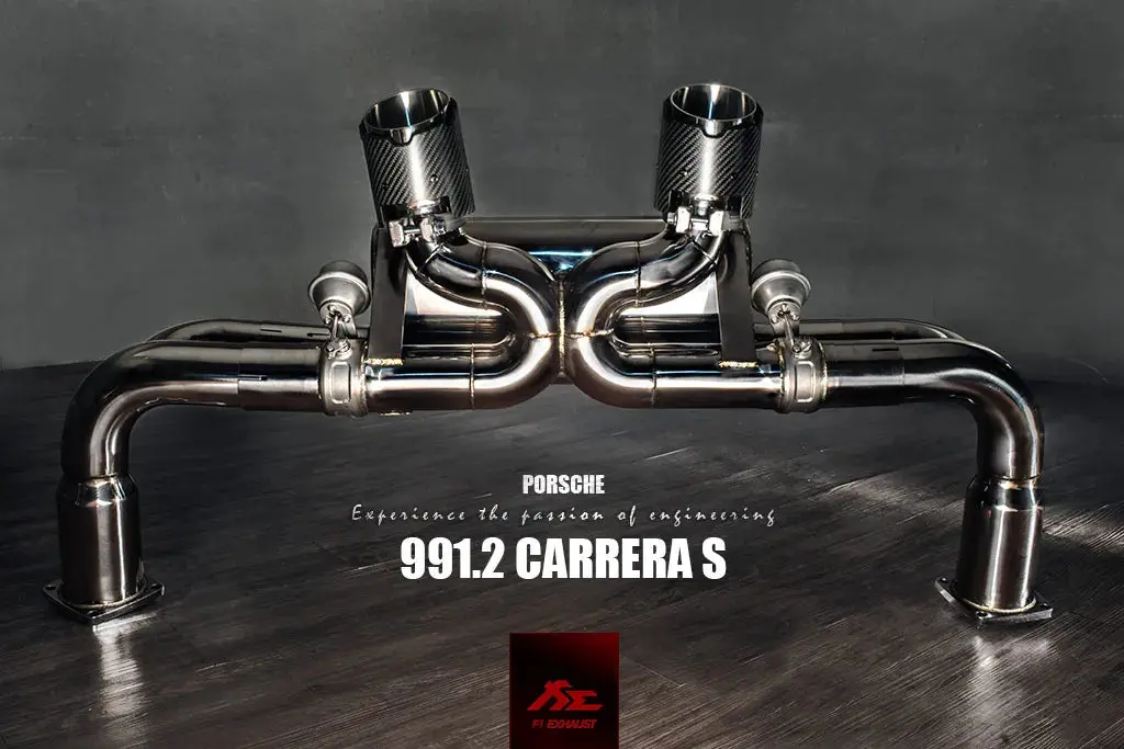 Fi Exhaust Catless Downpipe + Valvetronic Muffler + Dual Silver Tips + Fi Pro App Remote (Obdii) - Porsche 991.2 Carrera / S 2016-2019 (Sport Bumper Version) 2