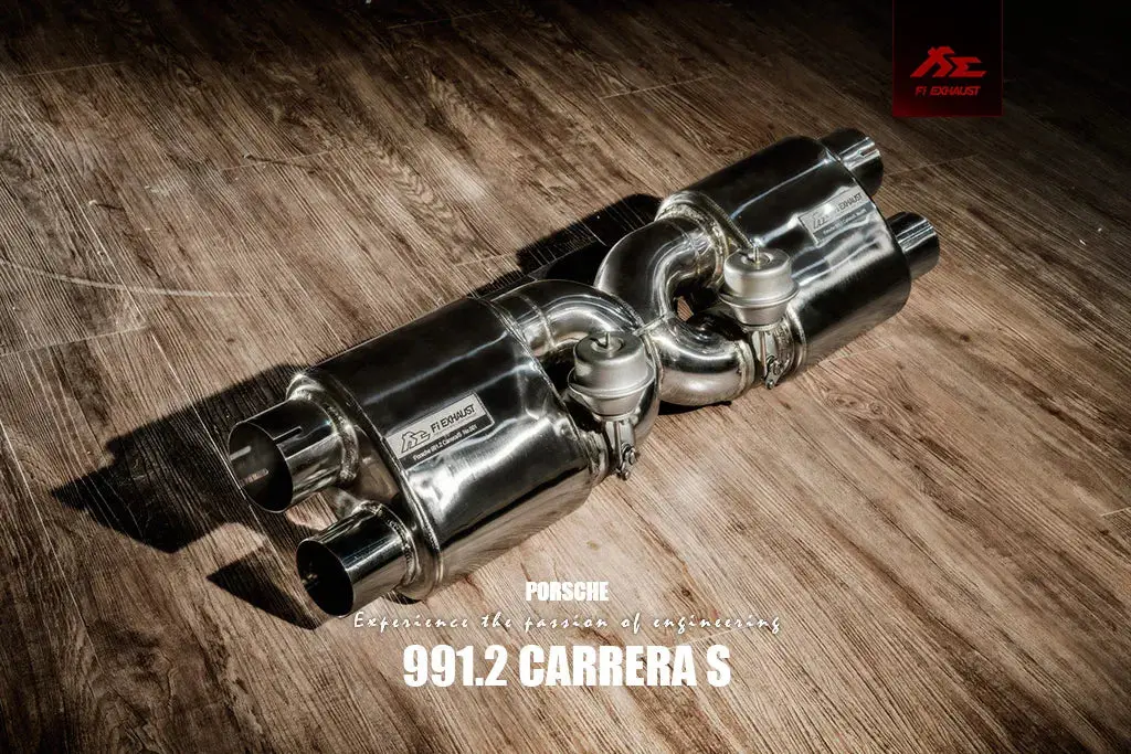 Fi Exhaust Catless Downpipe + Valvetronic Muffler + Quad Silver Tips + Fi Pro App Remote (Obdii) - Porsche 991.2 Carrera / S 2016-2019 2