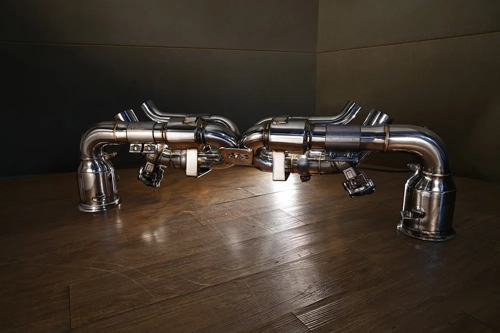 Fi Exhaust Front Pipe + Mid X-Pipe + Valvetronic Muffler + Quad Silver Tips (Retains Oem Valve Settings - No Remote) - Porsche 9Ya.1 Cayenne Gts/ Turbo/ 9Ya.2 Cayenne S/ Gts/ Turbo 2023-Up 1