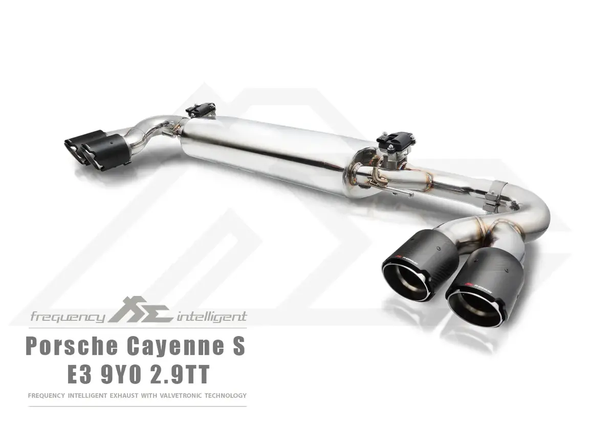 Fi Exhaust Front Pipe + Mid X-Pipe + Valvetronic Muffler + Quad Silver Tips + Fi Pro App Remote (Obdii) - Porsche 9Ya.1 Cayenne S 2018-2023 1
