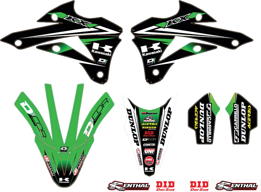 2014 Monster Energy Kawasaki Team Green Graphics/Trim Kit 1