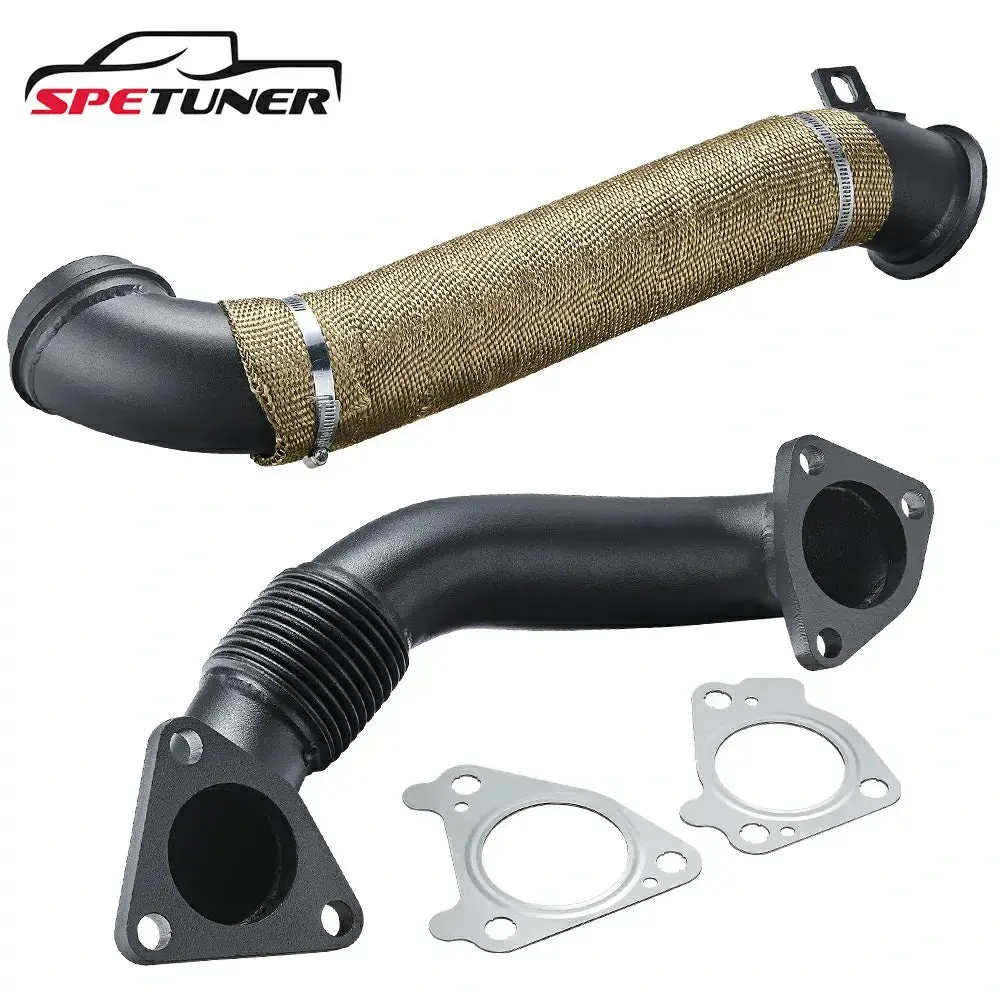 3'' Downpipe Exhaust W/ Passenger Up-Pipe For 2004.5-2010 Chevy Gmc 6.6L Duramax Diesel Lly Lbz Lmm 1