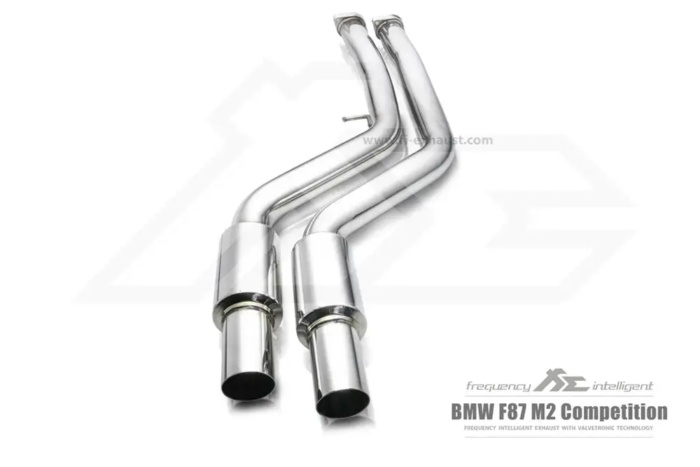 Fi Exhaust Front Pipe + Mid X-Pipe + Valvetronic Muffler + Quad Silver Tips (Retains Oem Valve Settings - No Remote) - F87 M2 Competition 2018-2022 2