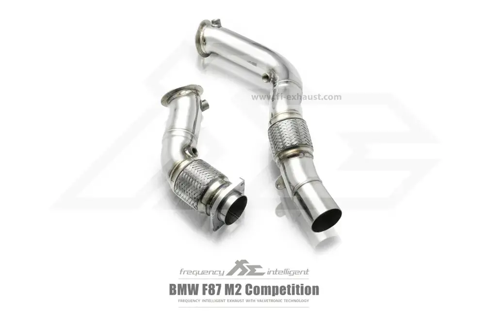 Fi Exhaust Front Pipe + Mid X-Pipe + Valvetronic Muffler + Quad Silver Tips (Retains Oem Valve Settings - No Remote) - F87 M2 Competition 2018-2022 1