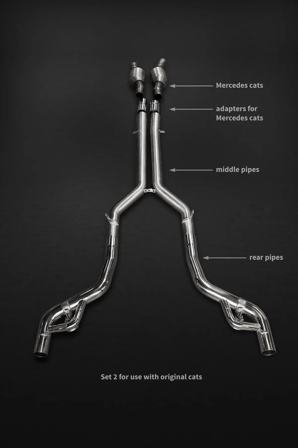 Capristo Valved Exhaust + Mid-Pipes (Incl. Cat Delete/Oem Cat Adapters) (Ces3) - Mercedes Amg Gt/ S/ C 1
