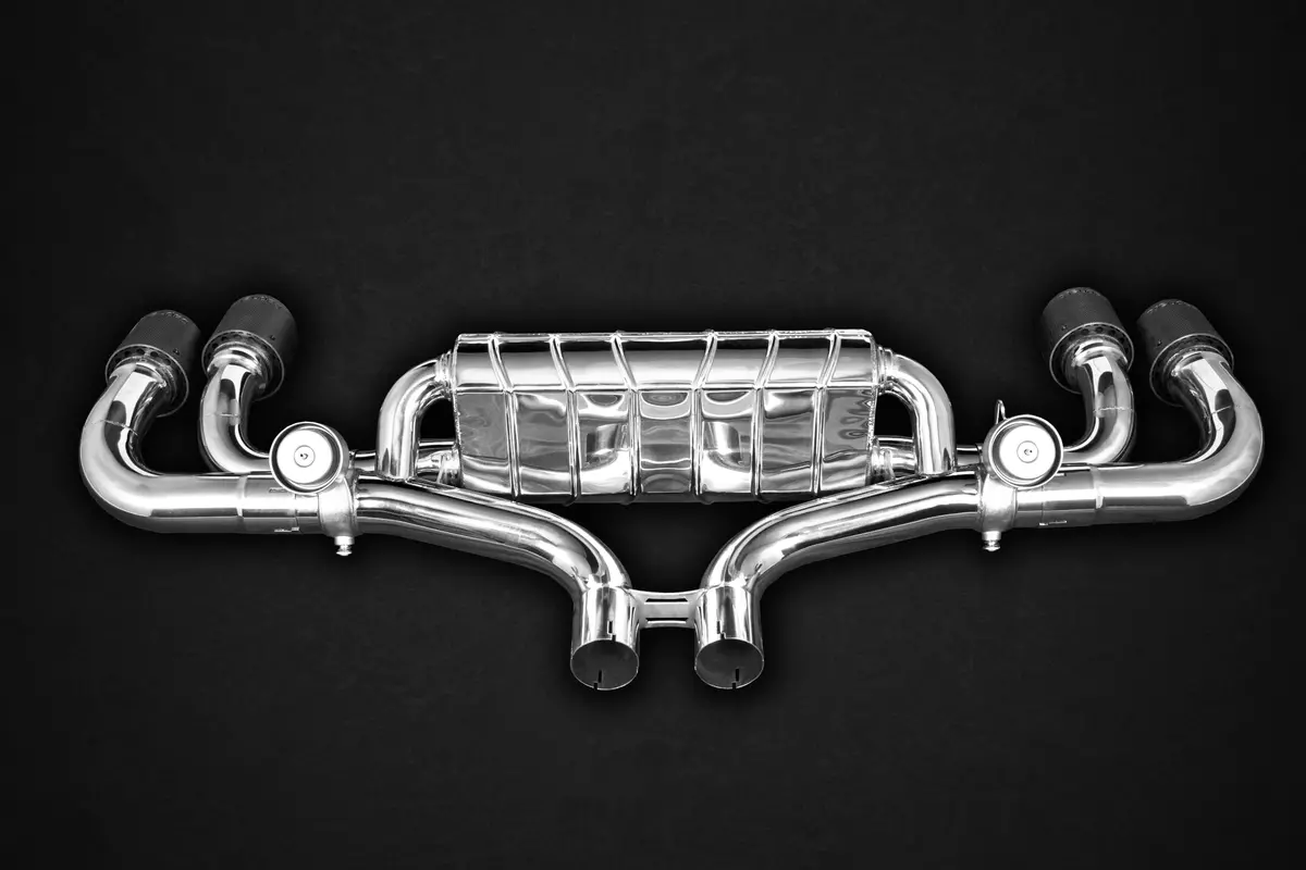 Capristo Valved Exhaust + Mid-Silencer Spares + Carbon Tips (Ces3) - Porsche 536 Cayenne S 2.9 (19+) 2