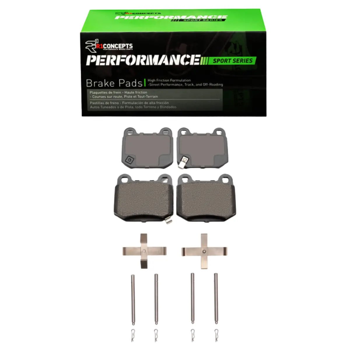 R1 Concepts Gr86 / Brz Performance Sport Pads & Hardware Kit - Rear (Brembo) 1