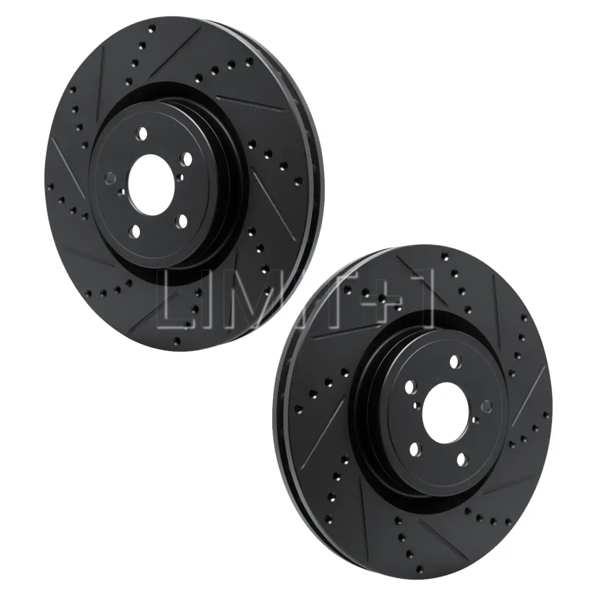 R1 Concepts Gr86 / Brz Eline Black Cross-Drilled Rotors - Front (Brembo) 1