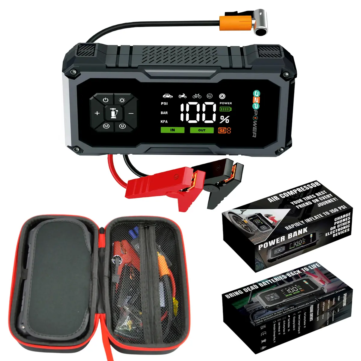 Portable Car Jump Starter | Air Compressor & Power Bank | D2p Autoparts 1