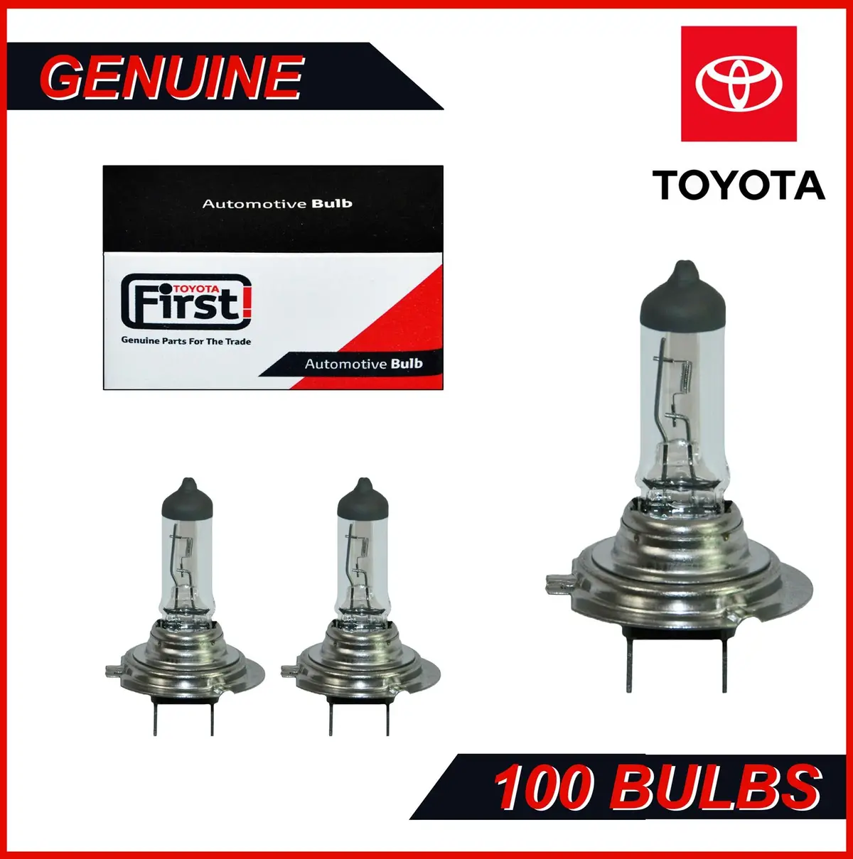 100X Genuine Toyota H7 Headlight Headlamp Bulb 499 477 12V 55W Dipped Beam 2 Pin 1