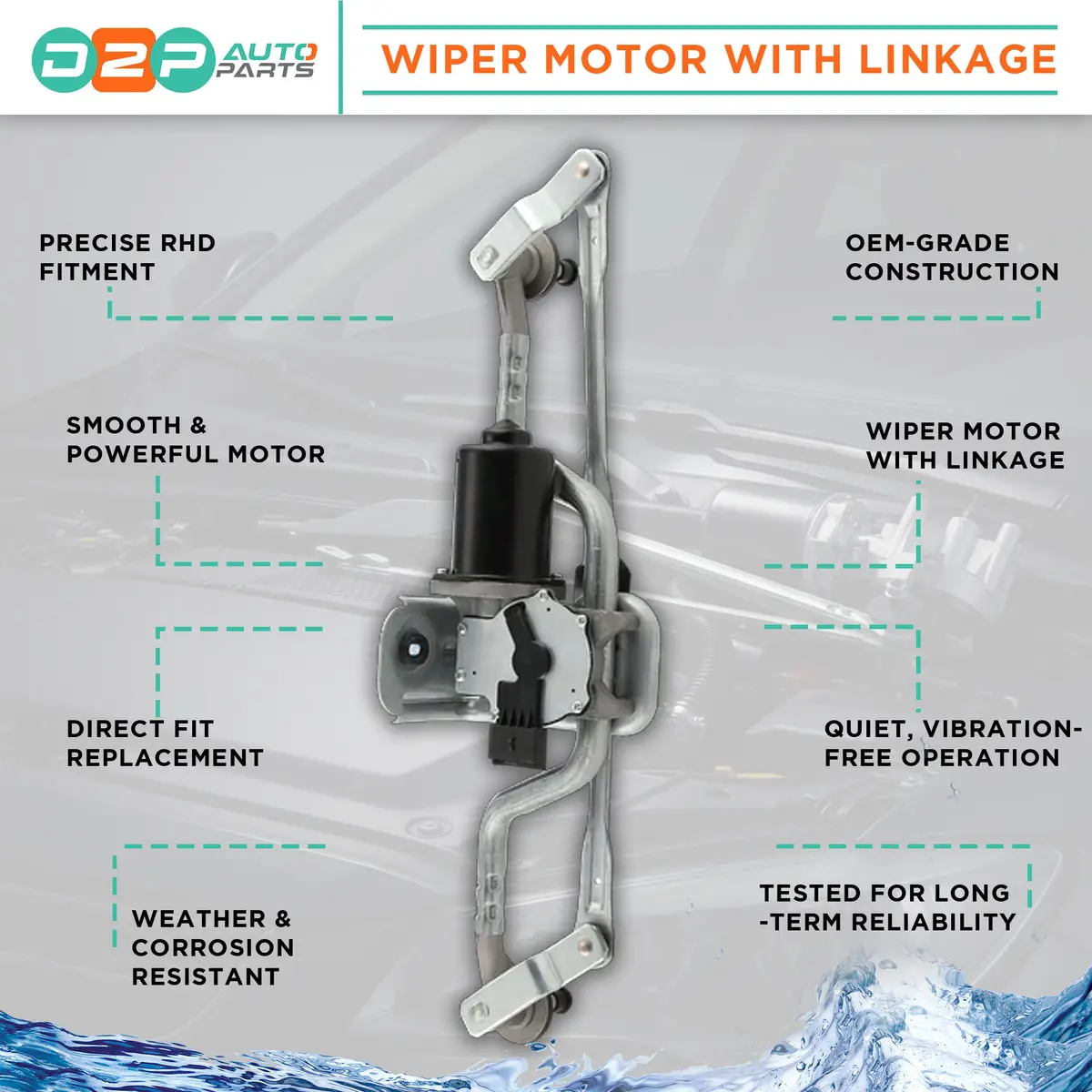 Front Windscreen Wiper Motor With Linkage For Citroen, Fiat, Peugeot 2