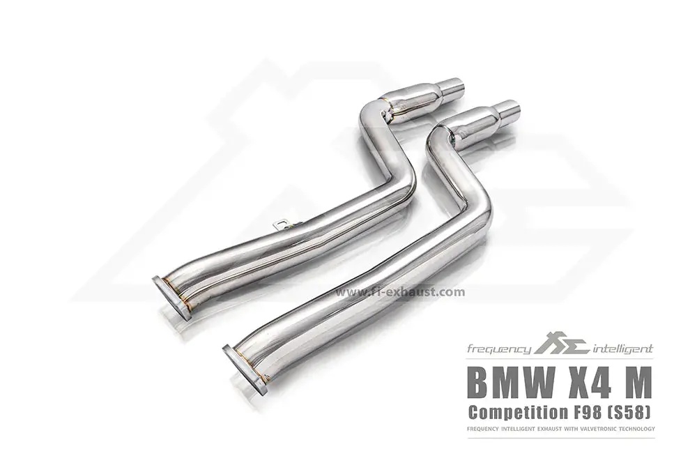 Fi Exhaust Front Pipe + Mid X-Pipe + Valvetronic Muffler + Quad Silver Tips (Retains Oem Valve Settings - No Remote) - F97 X3m | F98 X4m 2019-Up 2