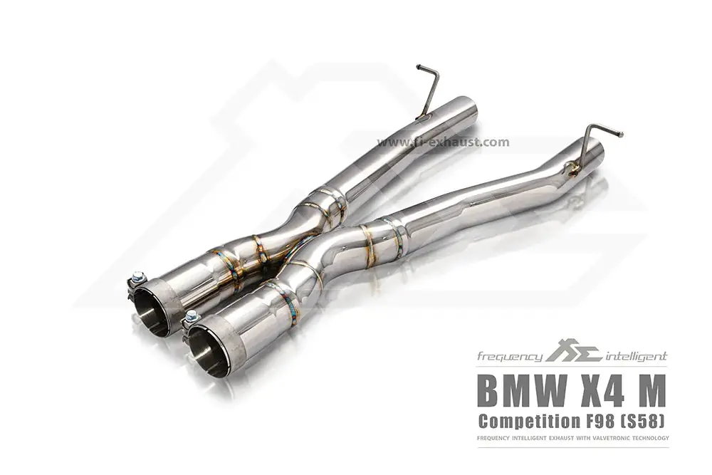 Fi Exhaust Front Pipe + Mid X-Pipe + Valvetronic Muffler + Quad Silver Tips (Retains Oem Valve Settings - No Remote) - F97 X3m | F98 X4m 2019-Up 1