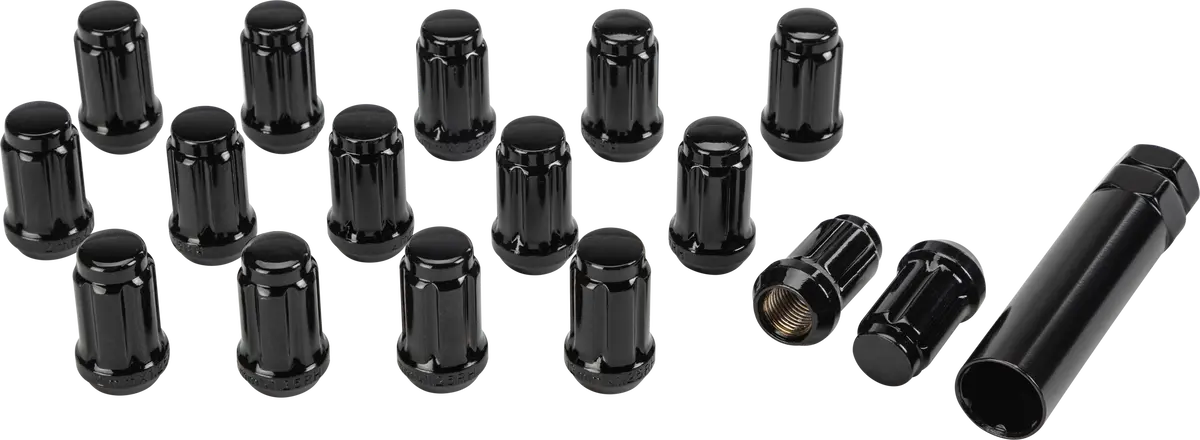 16/Pk 12Mmx1.25 Tapered Lug Nuts 60' Splined Black 1