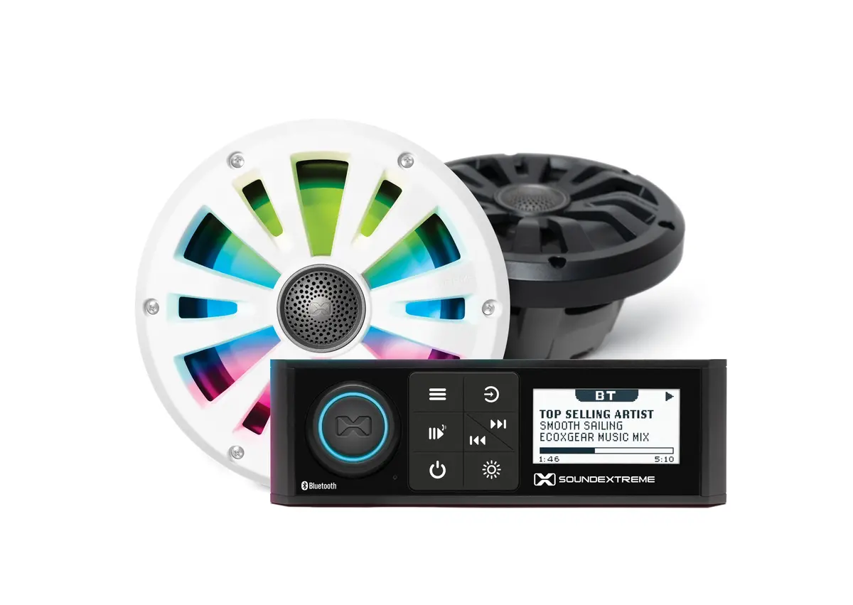 Marine Din Radio Led Controller 2 6.5" Speakers 1