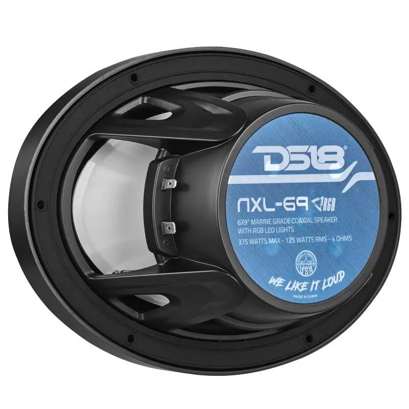 Ds18 Nxl Series Coaxial Marine Speaker W Rgb Lights 6X9in 2-Way 125 Watts Rms 4 Ohm Black W Cover 1