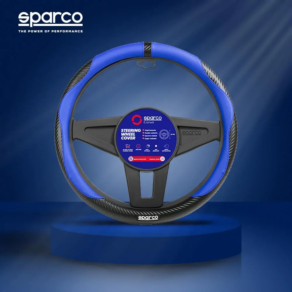 Sparco Steering Wheel Cover, Rubber Ring D38cm Black Carbon Grey Pvc For All Car 1