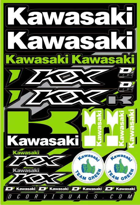 Kawasaki Decal Sheet 12"X18" 1