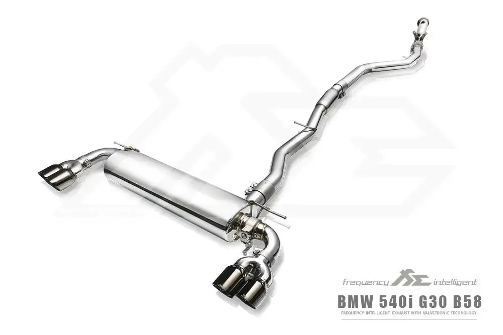 Fi Exhaust Front Pipe + Mid Pipe + Valvetronic Muffler + Quad Silver Tips (Retains Oem Valve Settings - No Remote) - G30 540I 2017-2023 1