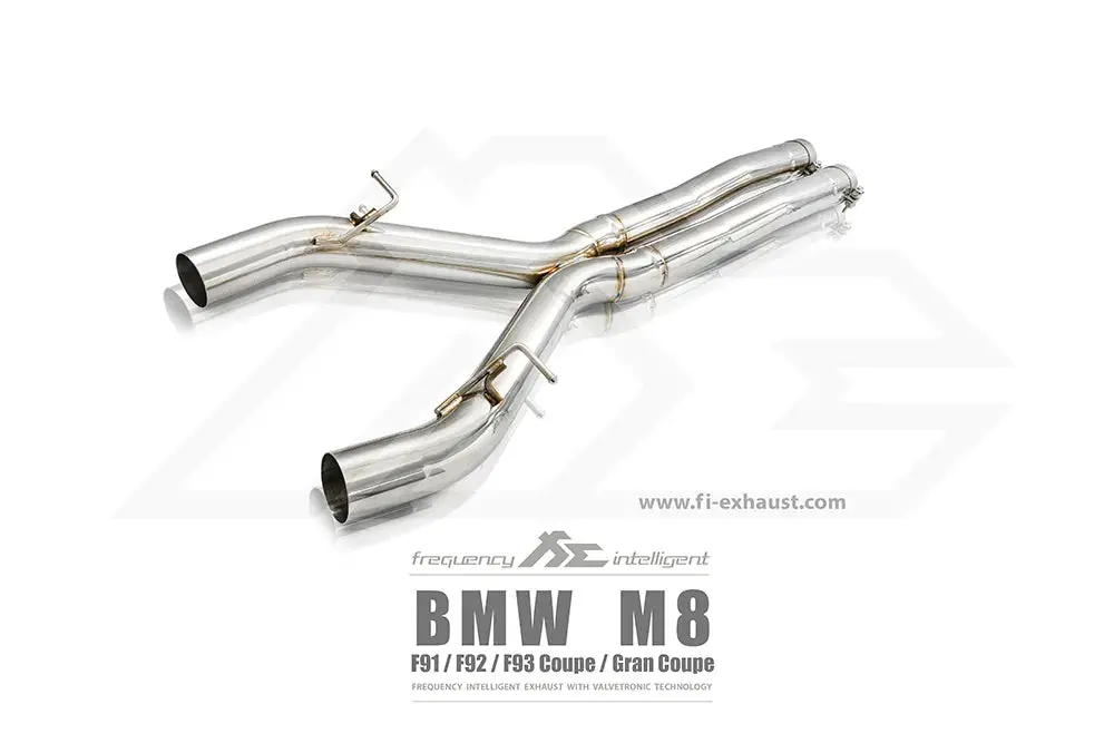 Fi Exhaust Front Pipe + Mid X-Pipe + Valvetronic Muffler + Quad Silver Tips (Retains Oem Valve Settings - No Remote) - F91/ F92/ F93 M8 2019-Up 2