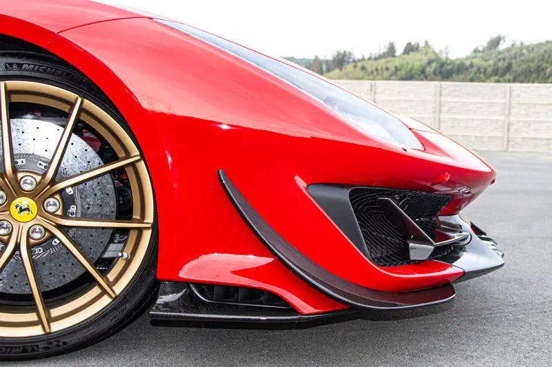 Capristo Carbon Fiber Front Spoiler (W Side Wings) - Ferrari 488 Pista 2