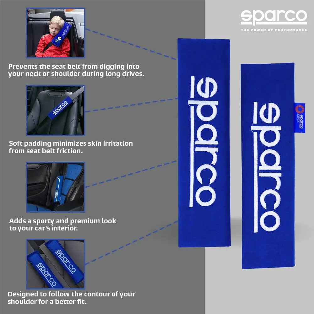 Sparco Seat Belt Shoulder Pads Set Blue Strap Cover Suitable For All Model 2