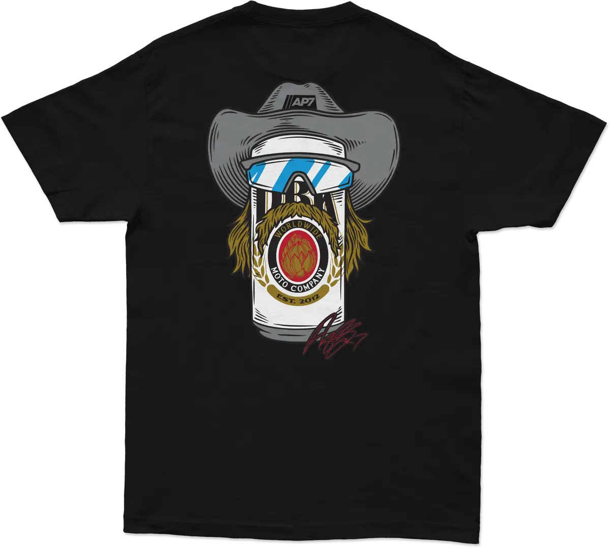 Stache Mullet Moto Tee Black Sm 2