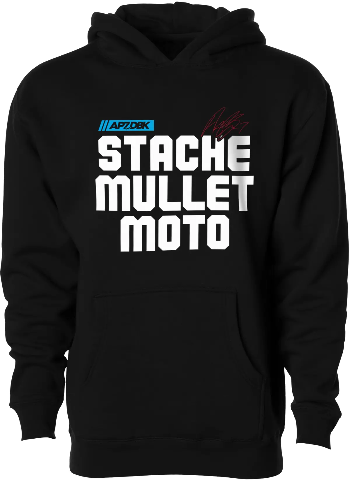 Stache Mullet Moto Yth Hoodie Black Ym 1