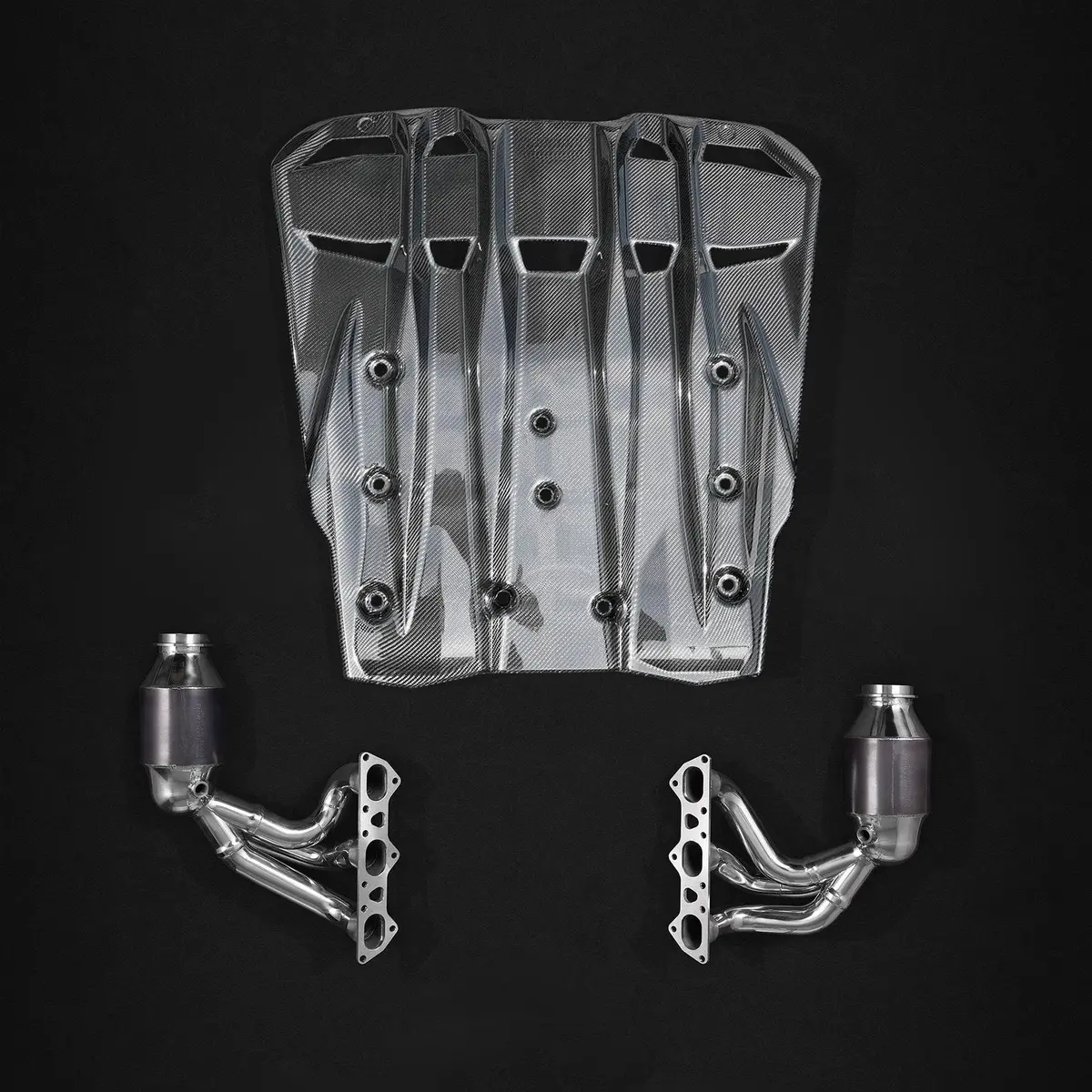 Capristo Headers + 250 Cell Sport Cats + Carbon Engine Cover - Porsche 991.2 Gt3rs 1