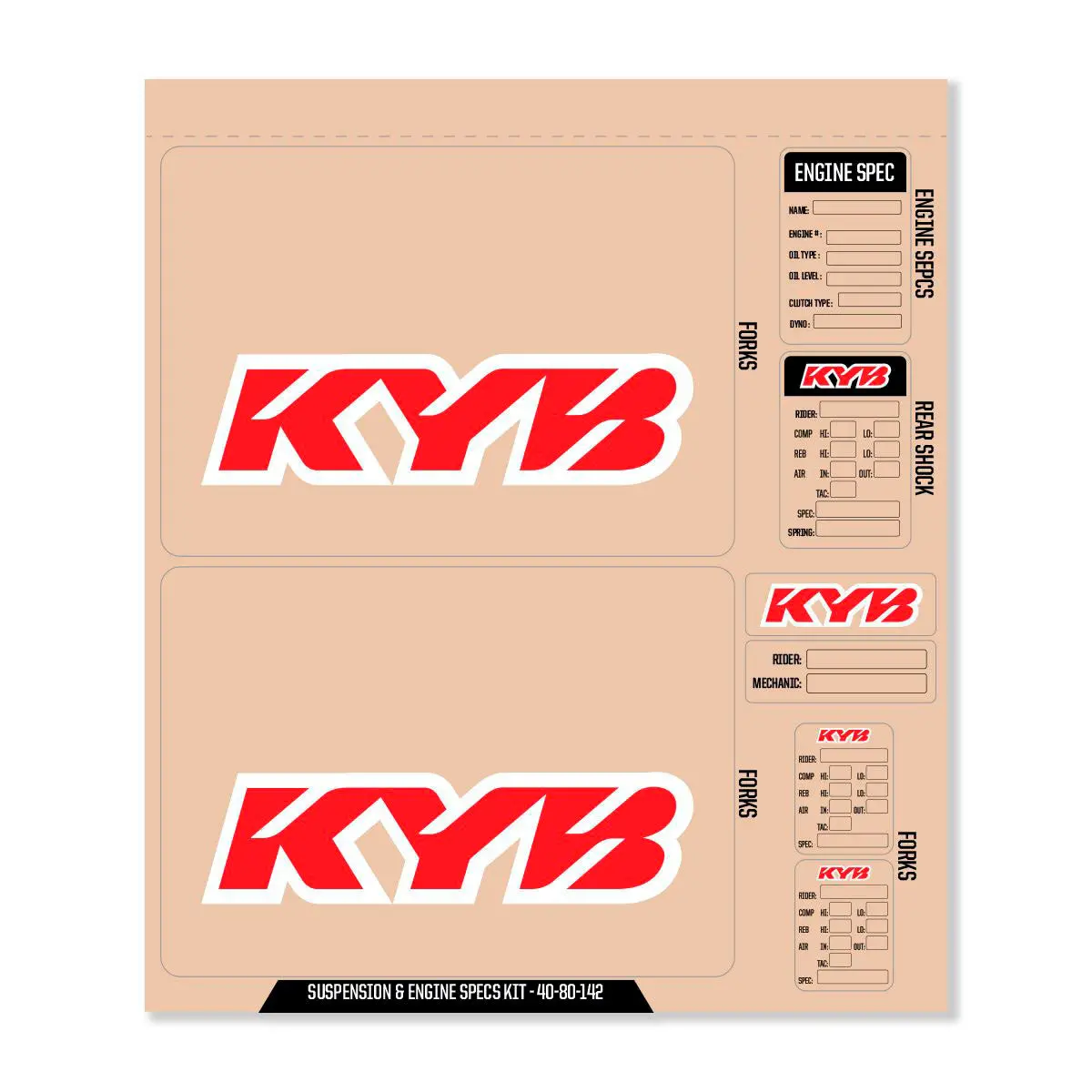 Kyb Decal Kit Red Kyb Fork/Shock/Eng Spec 1