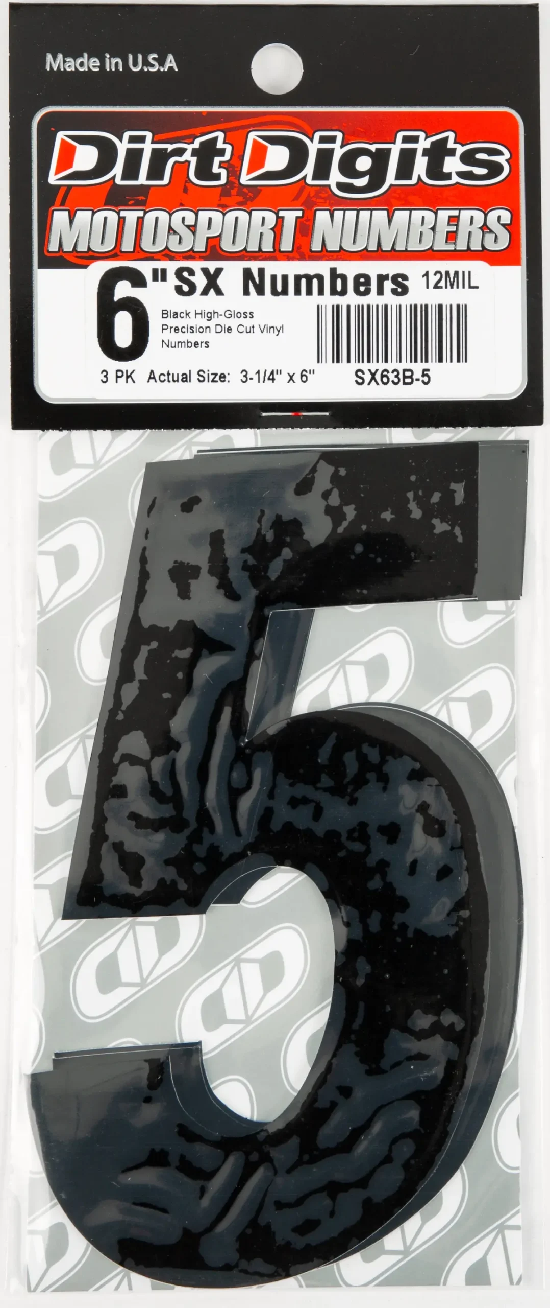 #5 6" Black Super X Digits 3/Pk 1