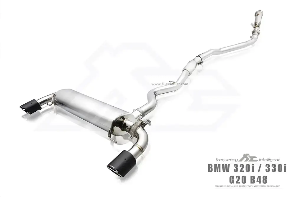 Fi Exhaust Front Pipe + Mid Pipe + Valvetronic Muffler + Quad Silver Tips (Retains Oem Valve Settings - No Remote) - G20/ G21 330I 2019-Up 1