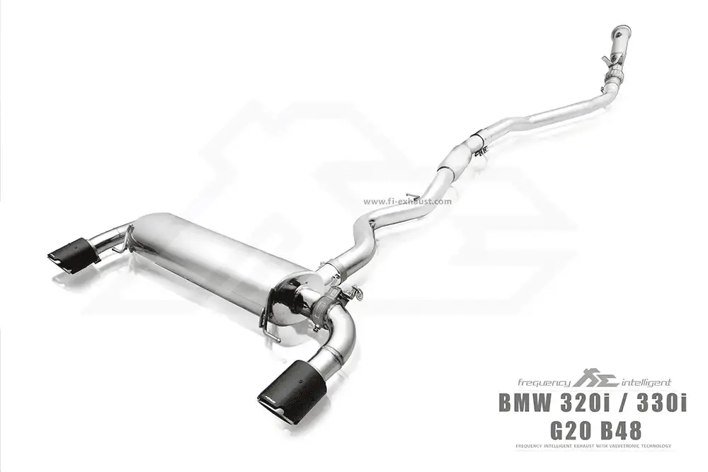 Fi Exhaust Front Pipe + Mid Pipe + Valvetronic Muffler + Dual Silver Tips (Retains Oem Valve Settings - No Remote) - G20/ G21 330I 2019-Up 1
