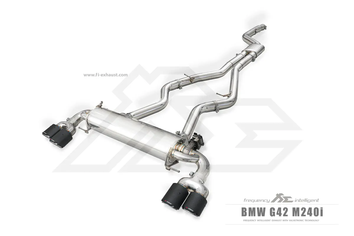 Fi Exhaust Front Pipe + Mid Pipe + Valvetronic Muffler + Quad Silver Tips (Retains Oem Valve Settings - No Remote) - G42 M240i 2022-Up 1