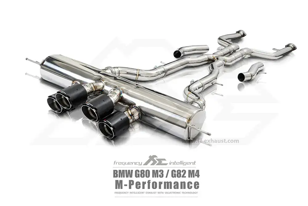 Fi Exhaust Front Pipe + Mid X-Pipe + Valvetronic Muffler + Quad Silver Tips (Retains Oem Valve Settings - No Remote) - G80 M3 | G82 M4 2021-Up (M Performance Version) 1