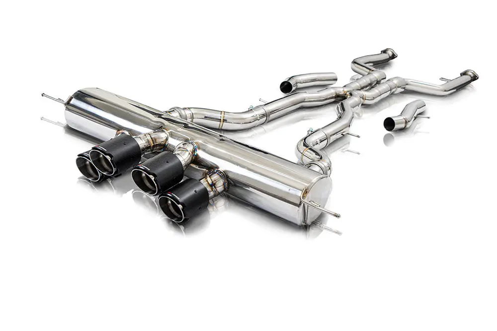 Fi Exhaust Single Front-Mid Pipe + Valvetronic Muffler + Quad Silver Tips (Retains Oem Valve Settings - No Remote) -  Bmw G80 M3/G82 M4 | M-Performance Version | 3.0Tt S58 | 2021-Up 1