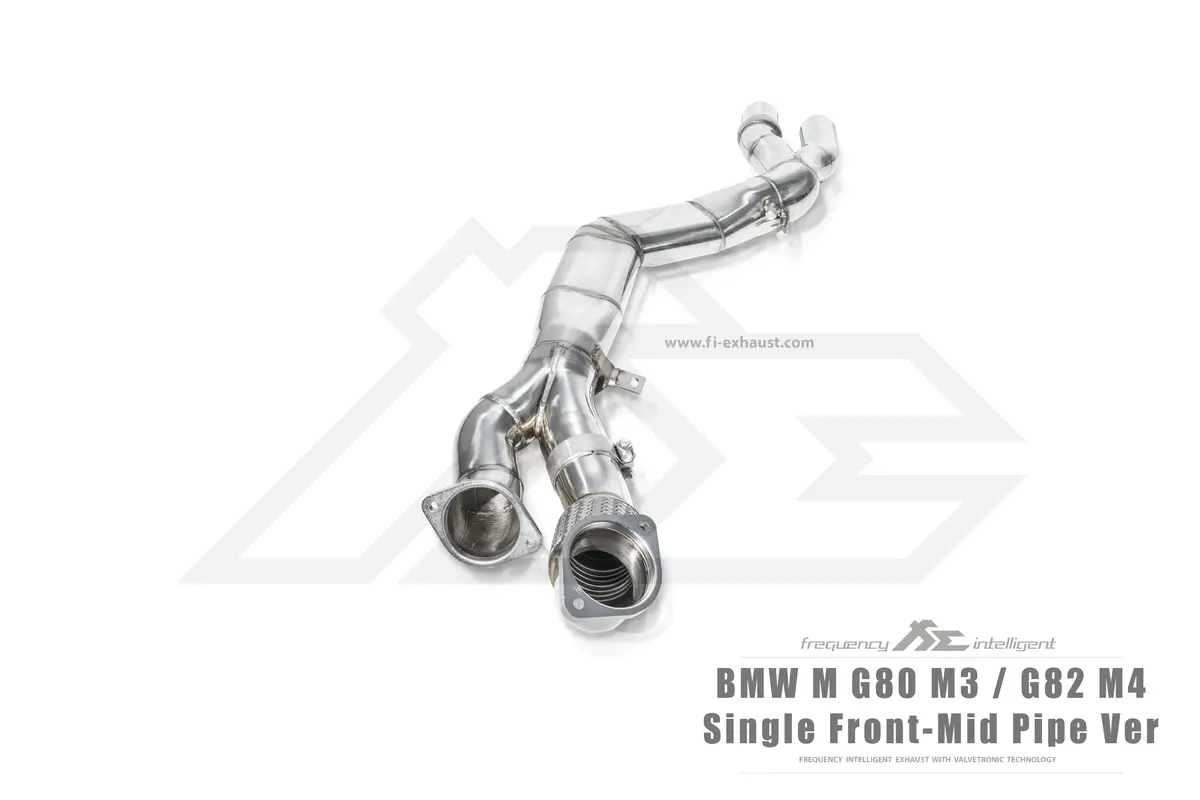 Fi Exhaust Single Front-Mid Pipe + Valvetronic Muffler + Quad Silver Tips (Retains Oem Valve Settings - No Remote) - G80 M3 | G82 M4 2021-Up 1