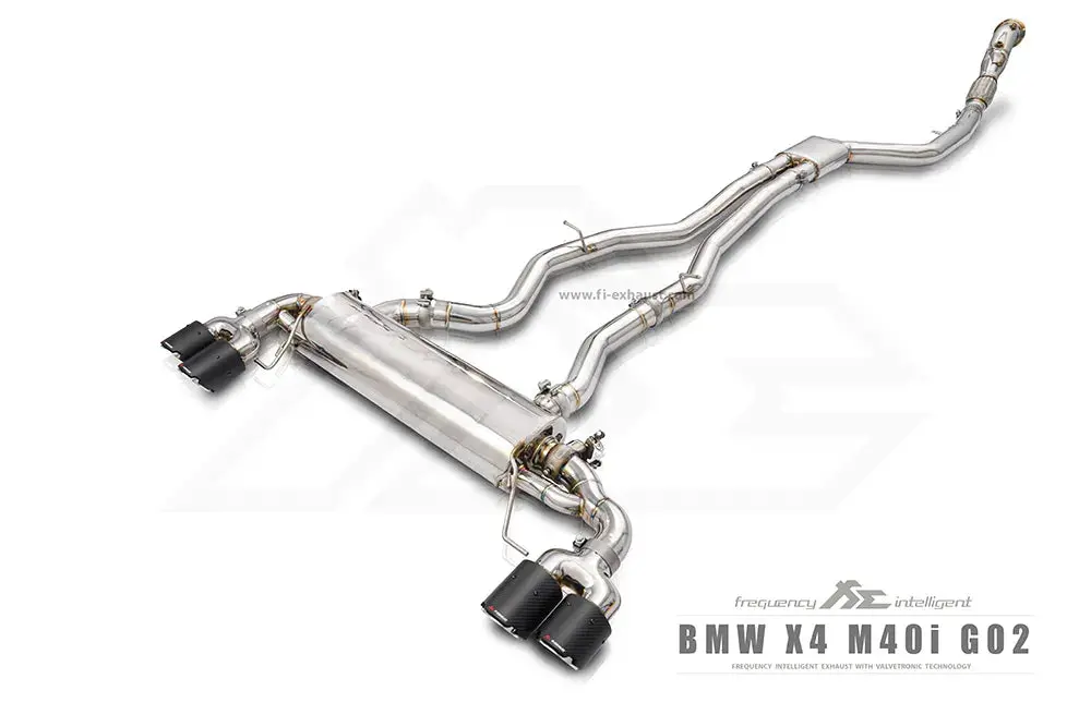 Fi Exhaust Front Pipe + Mid Pipe + Valvetronic Muffler + Quad Silver Tips (Retains Oem Valve Settings - No Remote) - G01 X3 | G02 X4 M40i 2019-2024 1