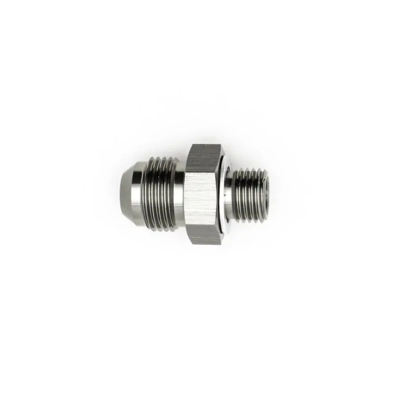 Deatschwerks 8An Male Flare To M14×1.5 Metric Adapter With Washer – Matte Black Anodized 1