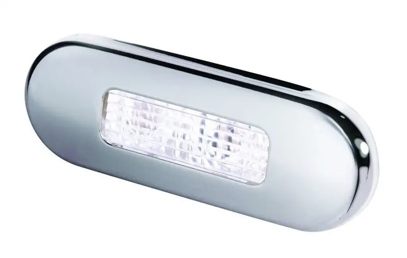 Hella Step Lamp — White Led, 1×2" Size, Stainless Steel Rim, 12/24V Dual-Voltage 1