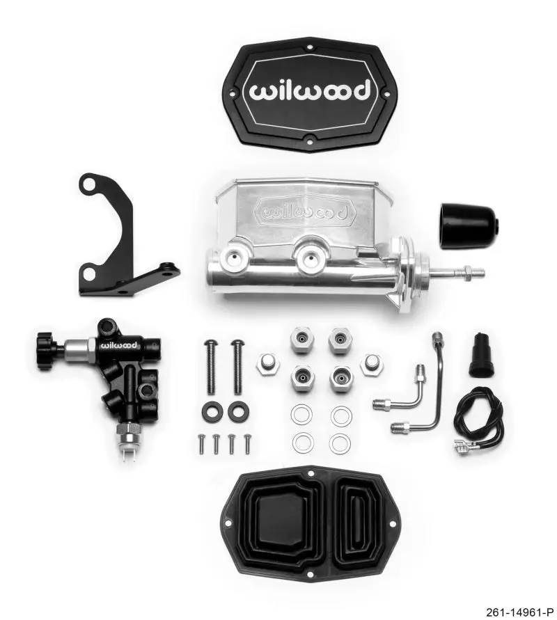 Wilwood Compact Tandem Master Cylinder – 7/8" Bore With Mounting Bracket & Pushrod Valve 1