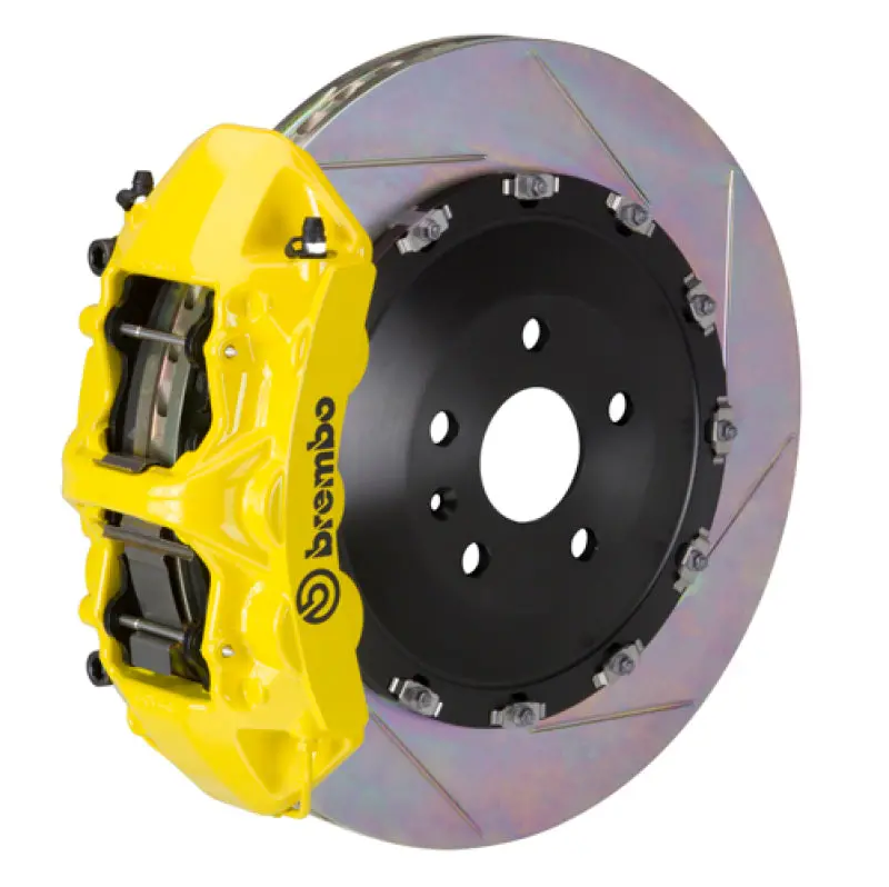 Brembo Gt Front Big Brake Kit – 6-Piston Calipers, Slotted Two-Piece Rotors (405X34Mm), Yellow Anodized Finish 1