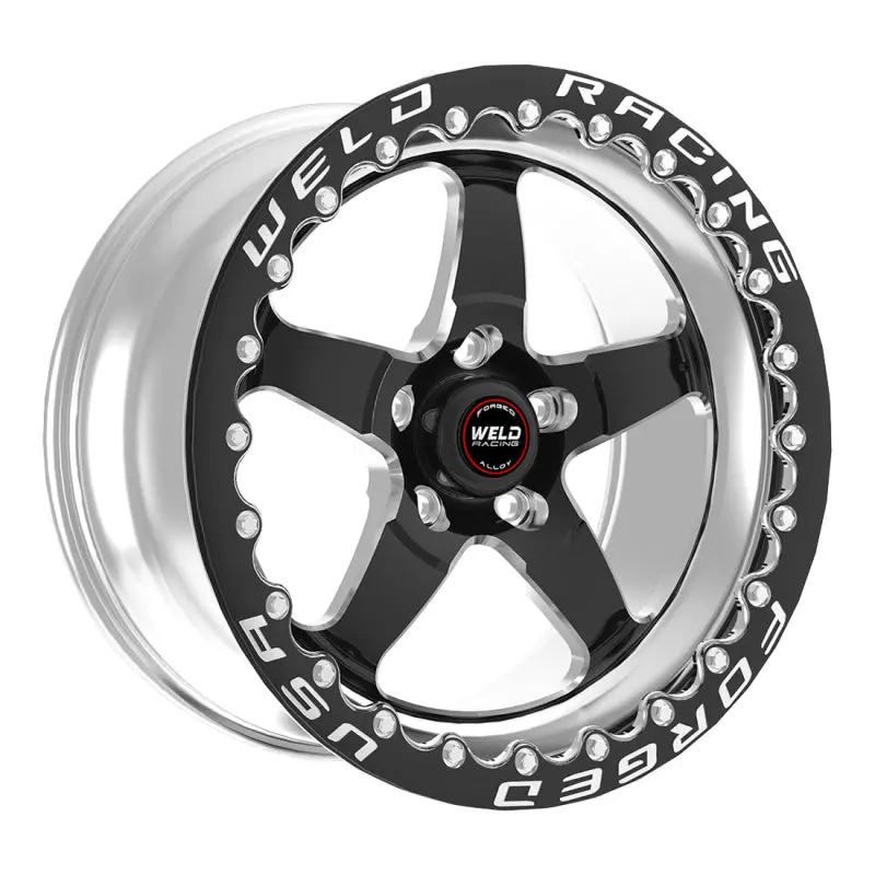 Weld S71 15X8.33 Black Beadlock Wheel — 5X4.5 Bolt Pattern, 4.5" Backspace, Low Pad Design 1