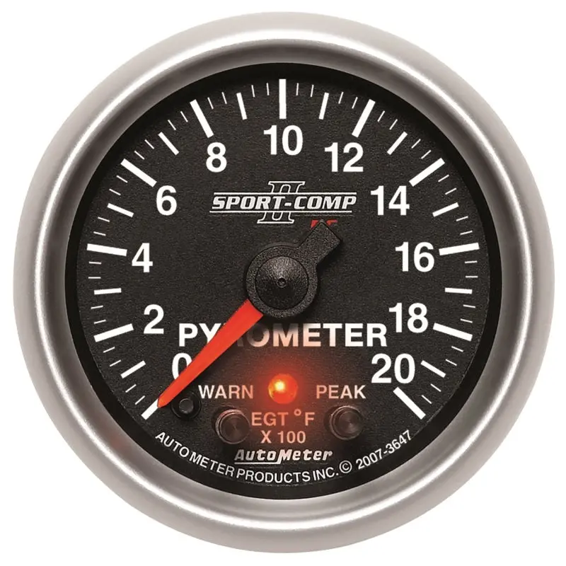 Autometer Elite Pyrometer Gauge – 52.4Mm, 0–2000°F, Peak Hold & Warning Function 1