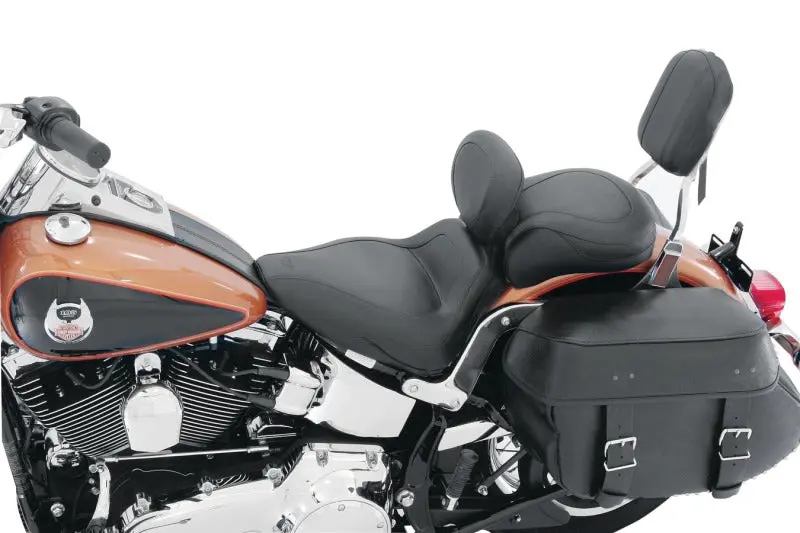 Mustang 06-17 Harley Softail Wide Tire (200Mm) Sport Touring Solo Seat W/Driver Backrest - Black 1