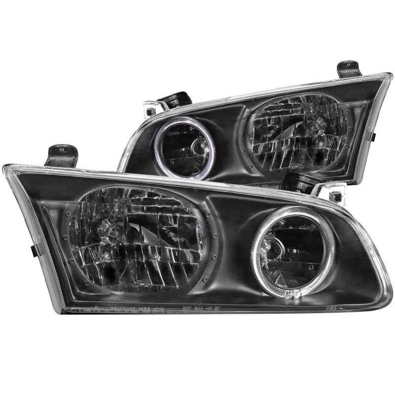 Anzo Crystal Headlight Assembly With Halo Rings For 2000–2001 Toyota Camry — Black Housing 1