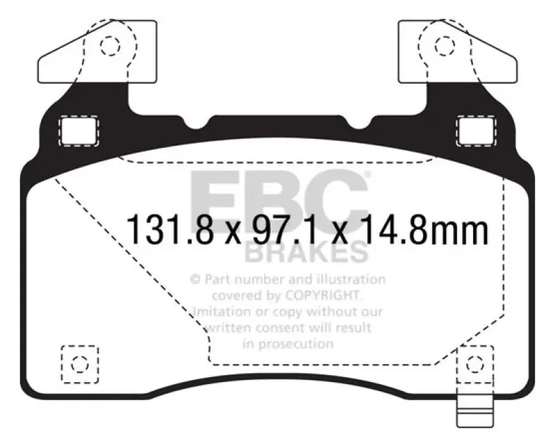 Ebc Redstuff High-Performance Front Brake Pads For 2014–2019 Cadillac Cts Vsport 3.6L Twin-Turbo 2