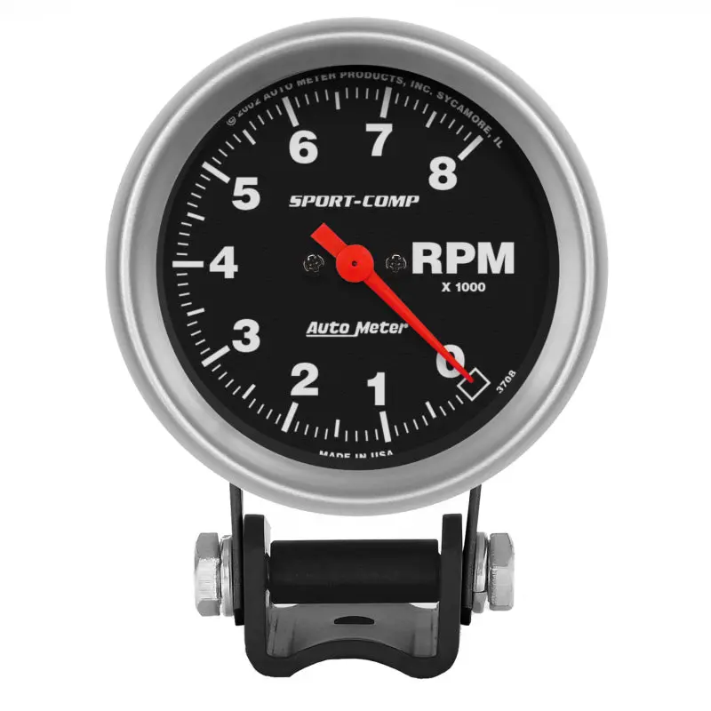 Autometer Sport Comp Tachometer – 2-5/8 Inch, 8,000 Rpm, Pedestal Mount 1